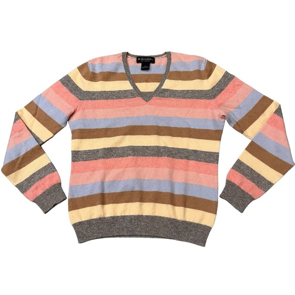 Brooks Brothers Women’s V Neck Striped Cashmere Pullover Sweater size Medium - Picture 4 of 7